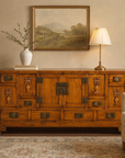 Large Elmwood Sideboard with Eight Drawers & Removable Doors