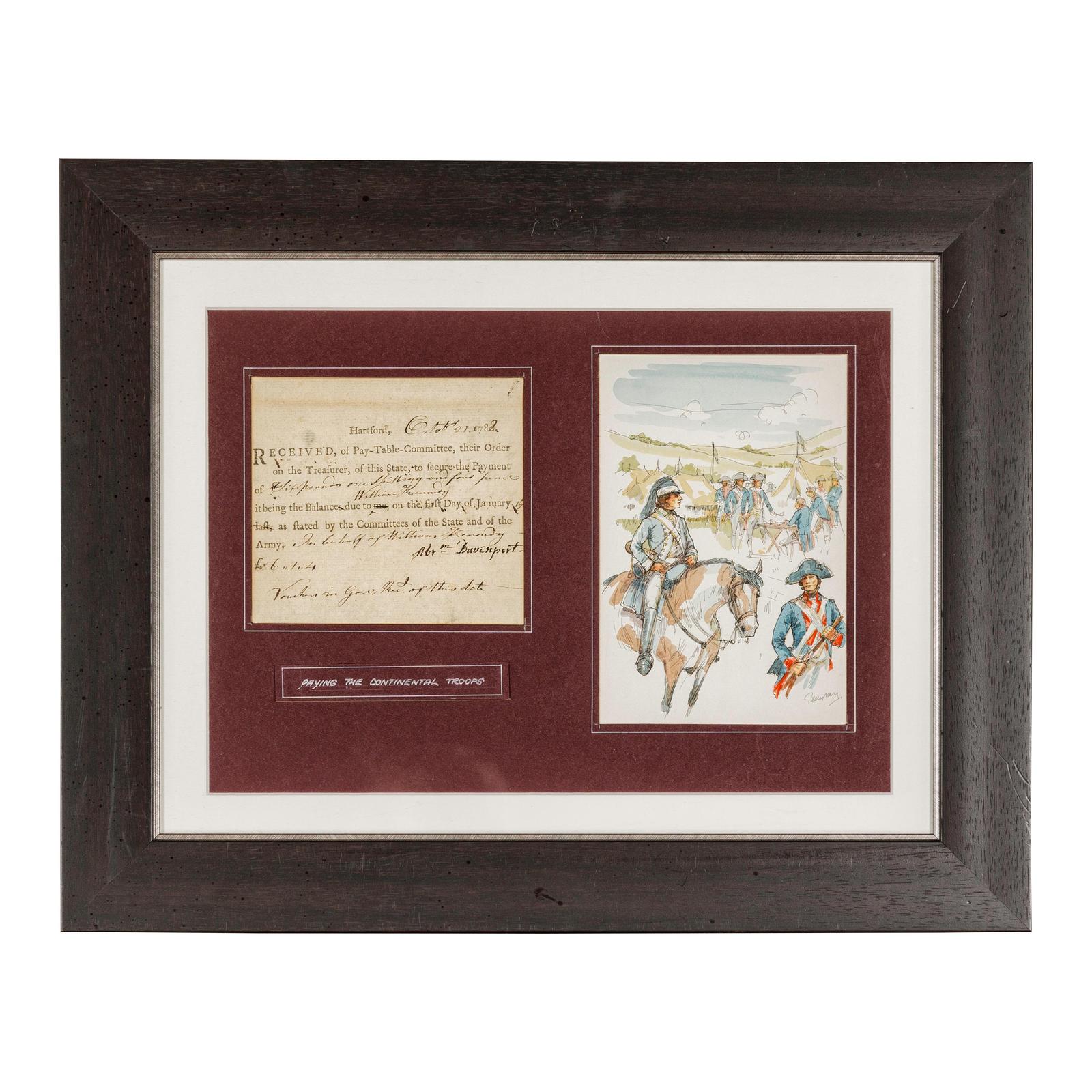 Framed 1780s Revolutionary War Bond, State of Connecticut