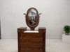 Late 19th Century Flaming Walnut Dresser with Tilting Mirror and Marble Inset