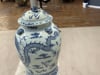 Qing Dynasty Blue and White Porcelain Dragon Jar with Lid and Foo Dog Finial