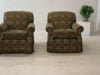Pair of Kravet Plaid Upholstered Club Chairs with Skirted Base for Cozy Seating