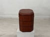 Vintage Reddish Brown Lacquer Woven Rattan Picnic Basket with Bamboo Handle