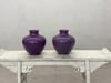 Pair of Purple Ceramic Vases with Glossy Finish and Rounded Bellies