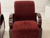 Pair of Vintage Art Deco Club Chairs in Mahogany with Burgundy Rose Upholstery
