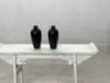 Pair of Vintage Black Porcelain Vases with Glossy Glaze and Narrow Necks