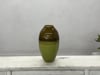 Tall Artisan Ceramic Vase in Dripped Brown and Chartreuse Glaze