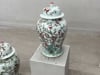 Near Pair of Famille Rose Ginger Jars with Peaches, Roses and Bats