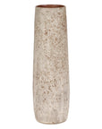Cream & Speckled Brown Ceramic Vase with Brown Inside