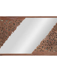 Antique Carved Hardwood Mirror with Floral Scrollwork, Early 20th Century