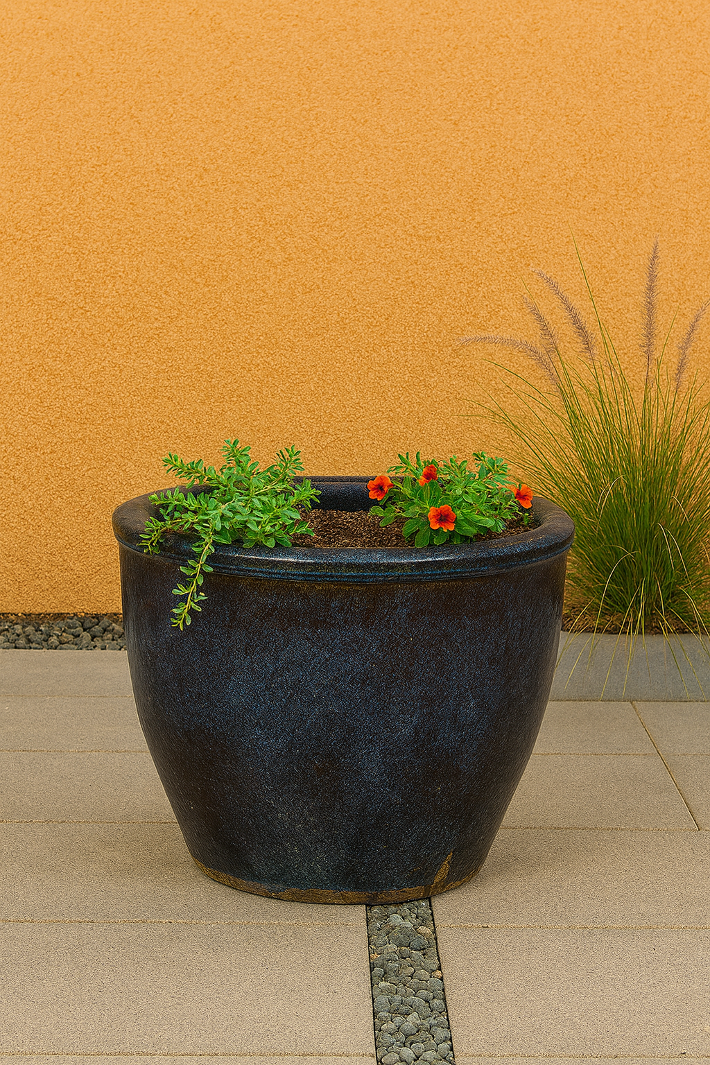 Vintage Oversized Shigaraki Style Namako Glazed Planter | FEA Home