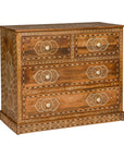 Anglo Indian Style Mango Wood Chest with Four Drawers and Floral Bone Inlay-19. Asian & Chinese Furniture, Art, Antiques, Vintage Home Décor for sale at FEA Home