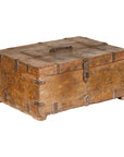 Antique Document Box with Incised Concentric Motifs and Partial Opening Top