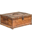 Antique Wooden Box with Diamond Motifs and Wave Patterns
