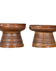 Woven Rattan Basket Trays with Circular Tops, Sold Each