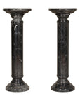 Vintage Black Marble Column Pedestal with White Veining, Sold Individually