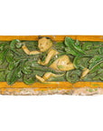Qing Dynasty Tricolor Roof Fragment from a Temple Depicting a Boy Amidst Leaves