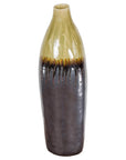 Handmade Artisan Ceramic Vase with Olive Green, Dark Grey and Brown Dripping