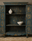 Large Turquoise Blue and Gold Cabinet with Cabriole Legs-1. Asian & Chinese Furniture, Art, Antiques, Vintage Home Décor for sale at FEA Home