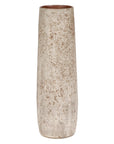 Cream & Speckled Brown Ceramic Vase with Brown Inside