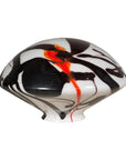 Blown Glass Dome with White, Black & Orange Abstract Décor