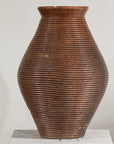 Ribbed Vintage Pottery Vase with Burnished Surface