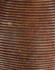 Ribbed Vintage Pottery Vase with Burnished Surface
