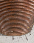 Ribbed Vintage Pottery Vase with Burnished Surface