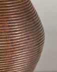 Ribbed Vintage Pottery Vase with Burnished Surface