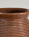 Ribbed Vintage Pottery Vase with Burnished Surface