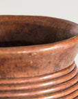 Ribbed Vintage Pottery Vase with Burnished Surface