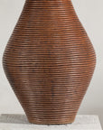 Ribbed Vintage Pottery Vase with Burnished Surface
