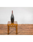 Sleek Multi-Color Glazed Red, Brown and Black Ceramic Vase with Narrow Mouth