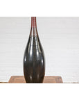 Sleek Multi-Color Glazed Red, Brown and Black Ceramic Vase with Narrow Mouth