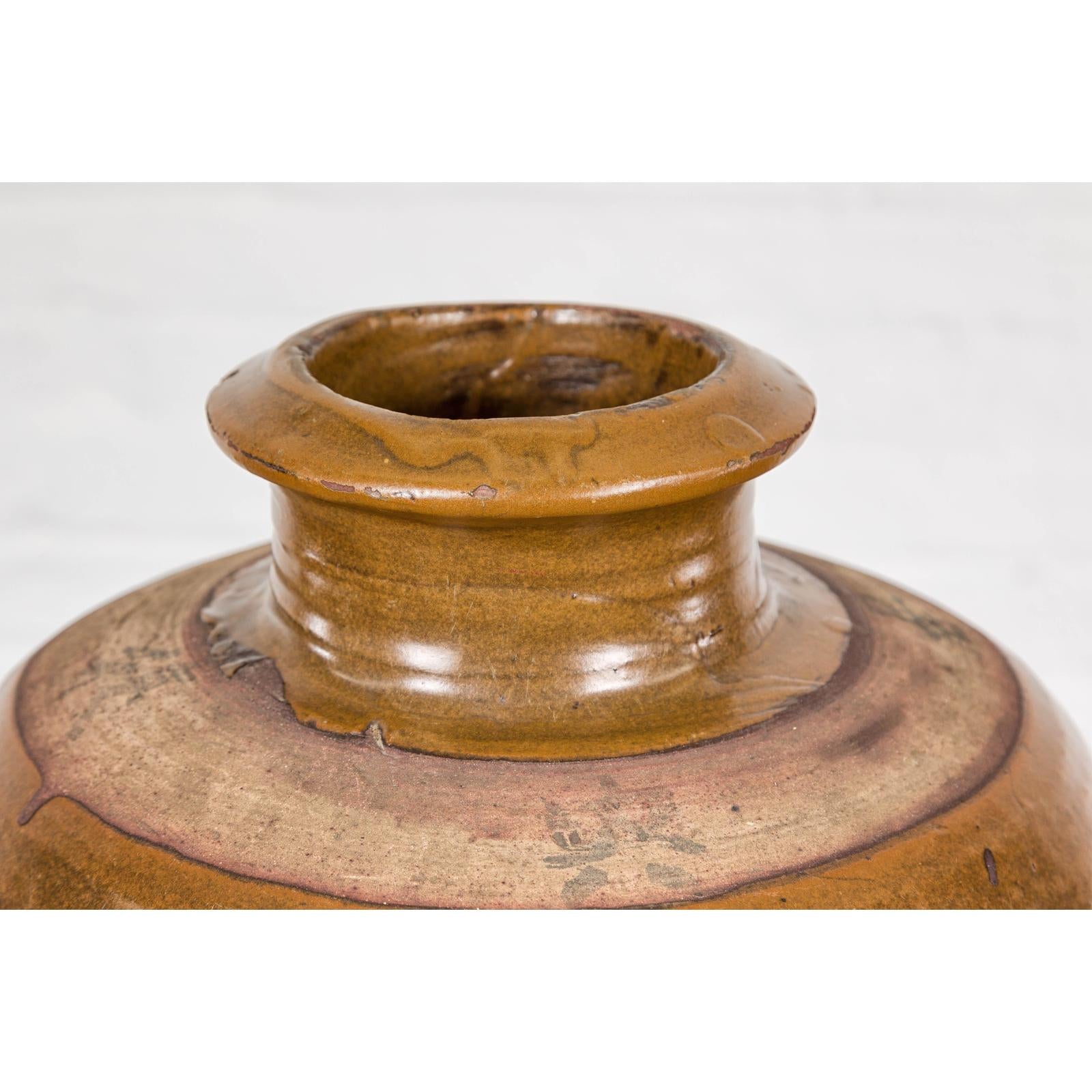 Japanese Tamba Tachikui Ware Brown Glaze Vase with Discreet Calligraphy