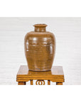 Japanese Tamba Tachikui Ware Brown Glaze Vase with Discreet Calligraphy