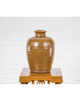 Japanese Tamba Tachikui Ware Brown Glaze Vase with Discreet Calligraphy