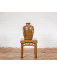 Japanese Tamba Tachikui Ware Brown Glaze Vase with Discreet Calligraphy