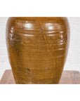 Japanese Tamba Tachikui Ware Brown Glaze Vase with Discreet Calligraphy