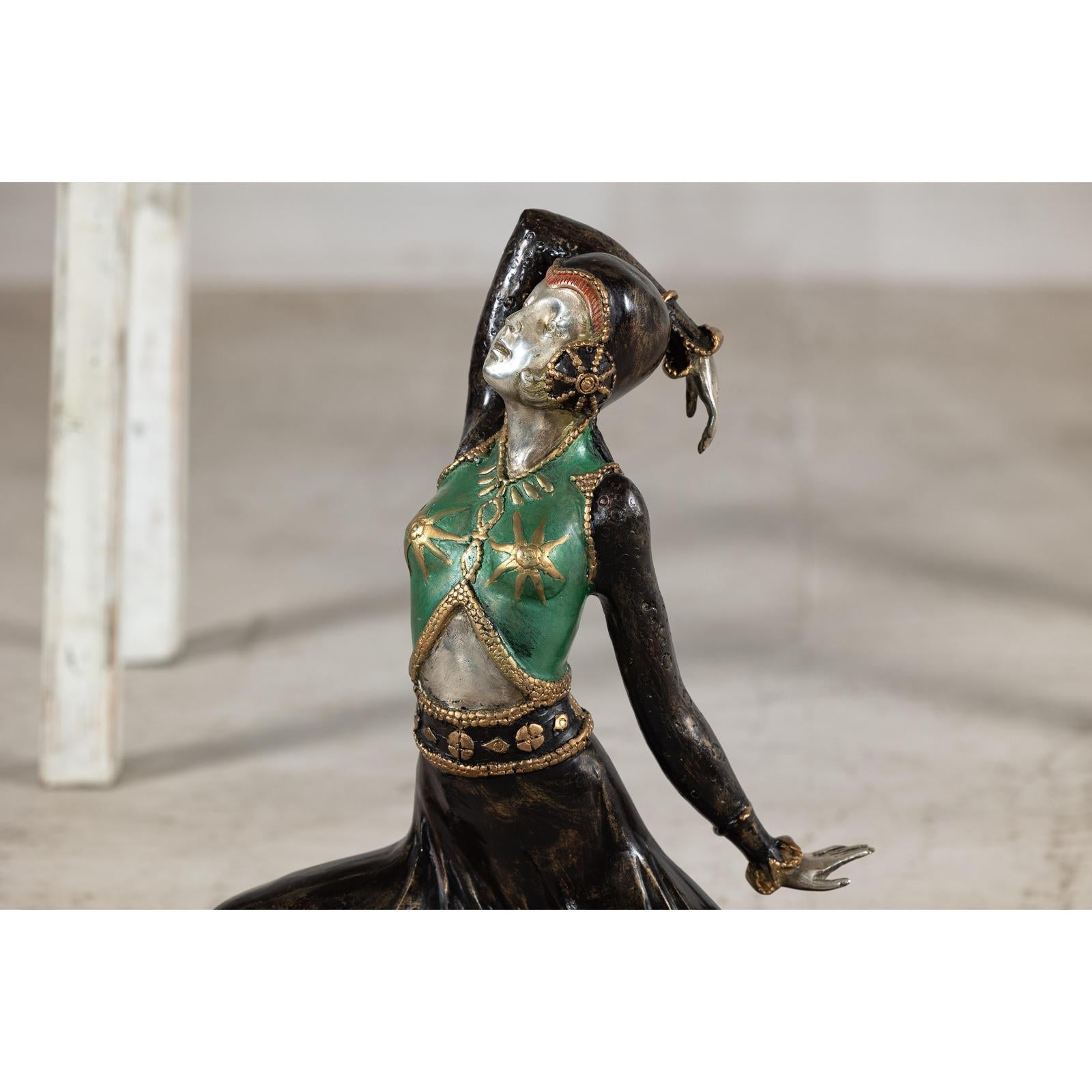 Art Deco Style Cold-Painted Dancer Sculpture After Demetre Chiparus