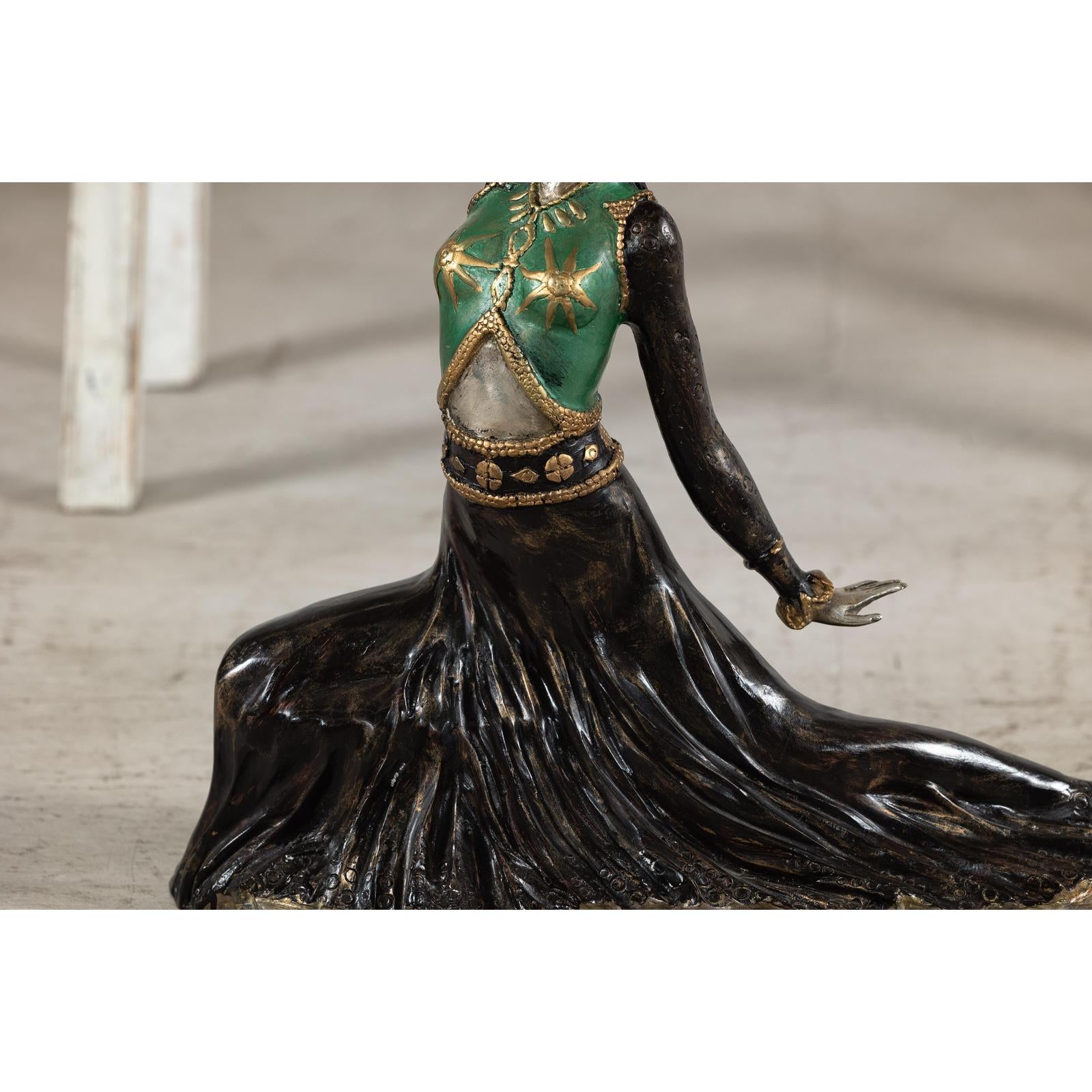 Art Deco Style Cold-Painted Dancer Sculpture After Demetre Chiparus