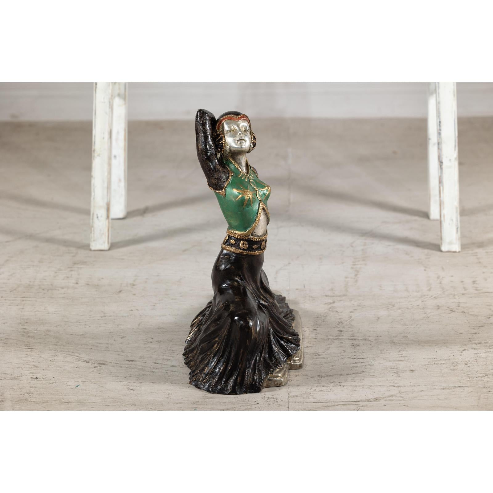 Art Deco Style Cold-Painted Dancer Sculpture After Demetre Chiparus