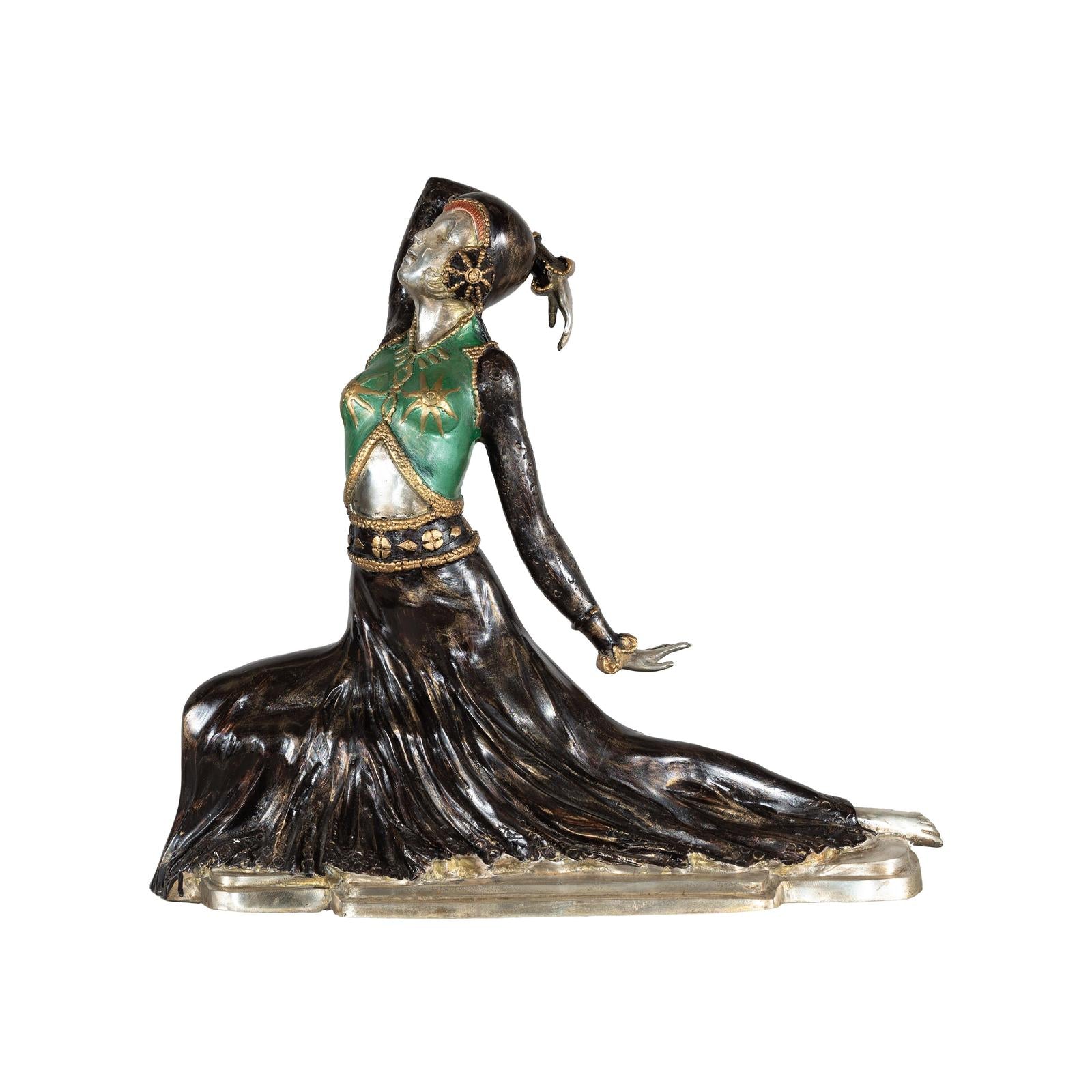 Art Deco Style Cold-Painted Dancer Sculpture After Demetre Chiparus