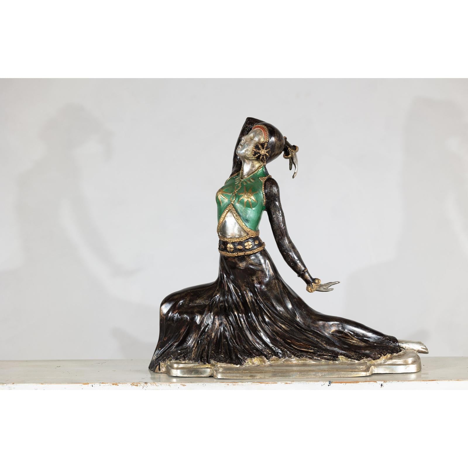 Art Deco Style Cold-Painted Dancer Sculpture After Demetre Chiparus