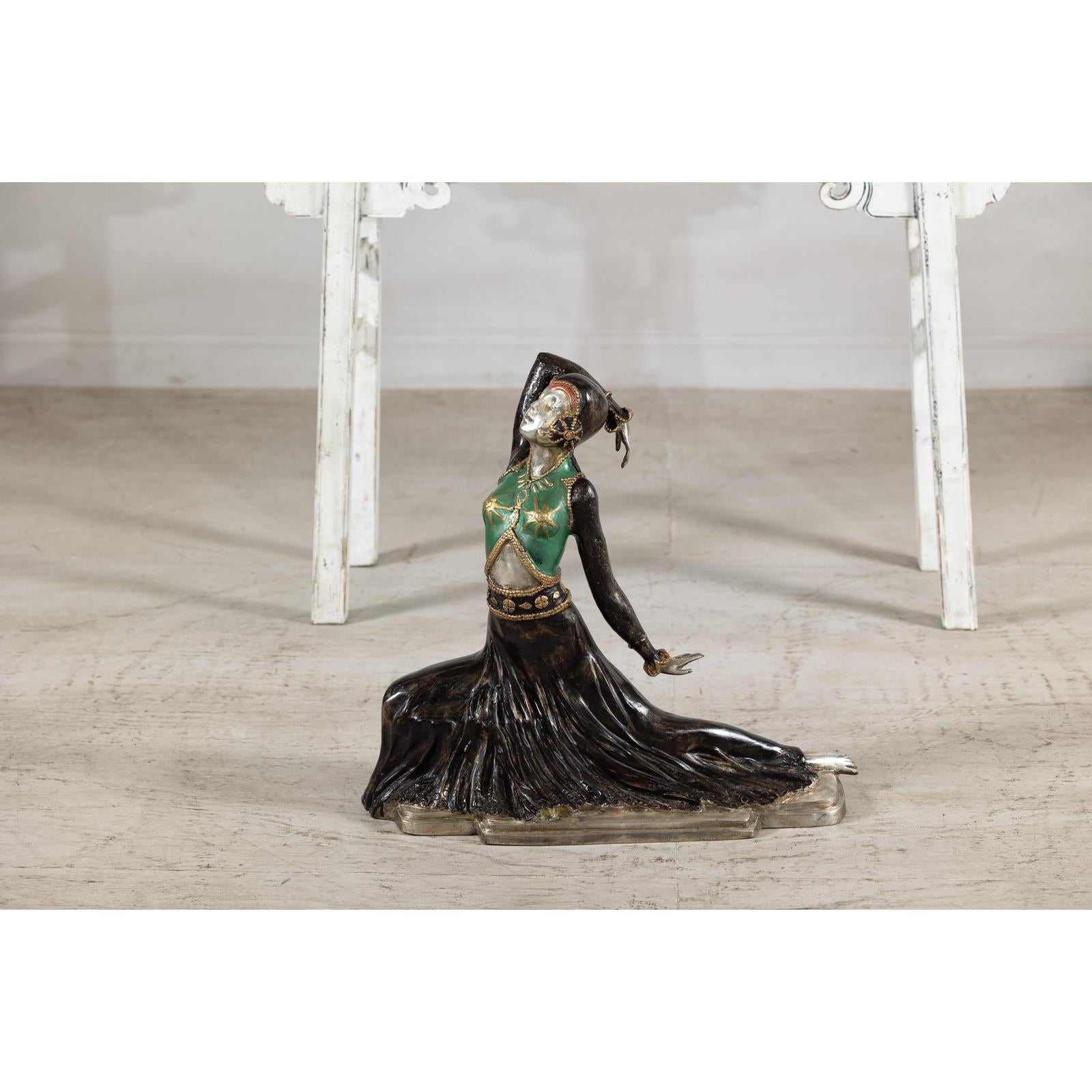 Art Deco Style Cold-Painted Dancer Sculpture After Demetre Chiparus