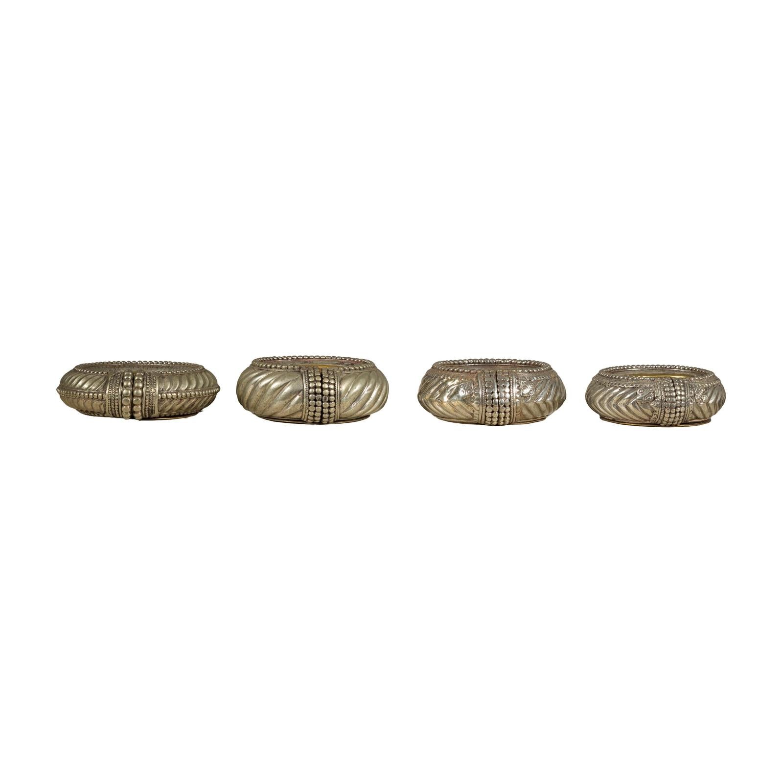Assortment of Five Small Indian Repoussé Brass Decorative Dish Bowls