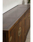 Baker Furniture Sideboard with Brass Hardware and Burl Wood Inlay