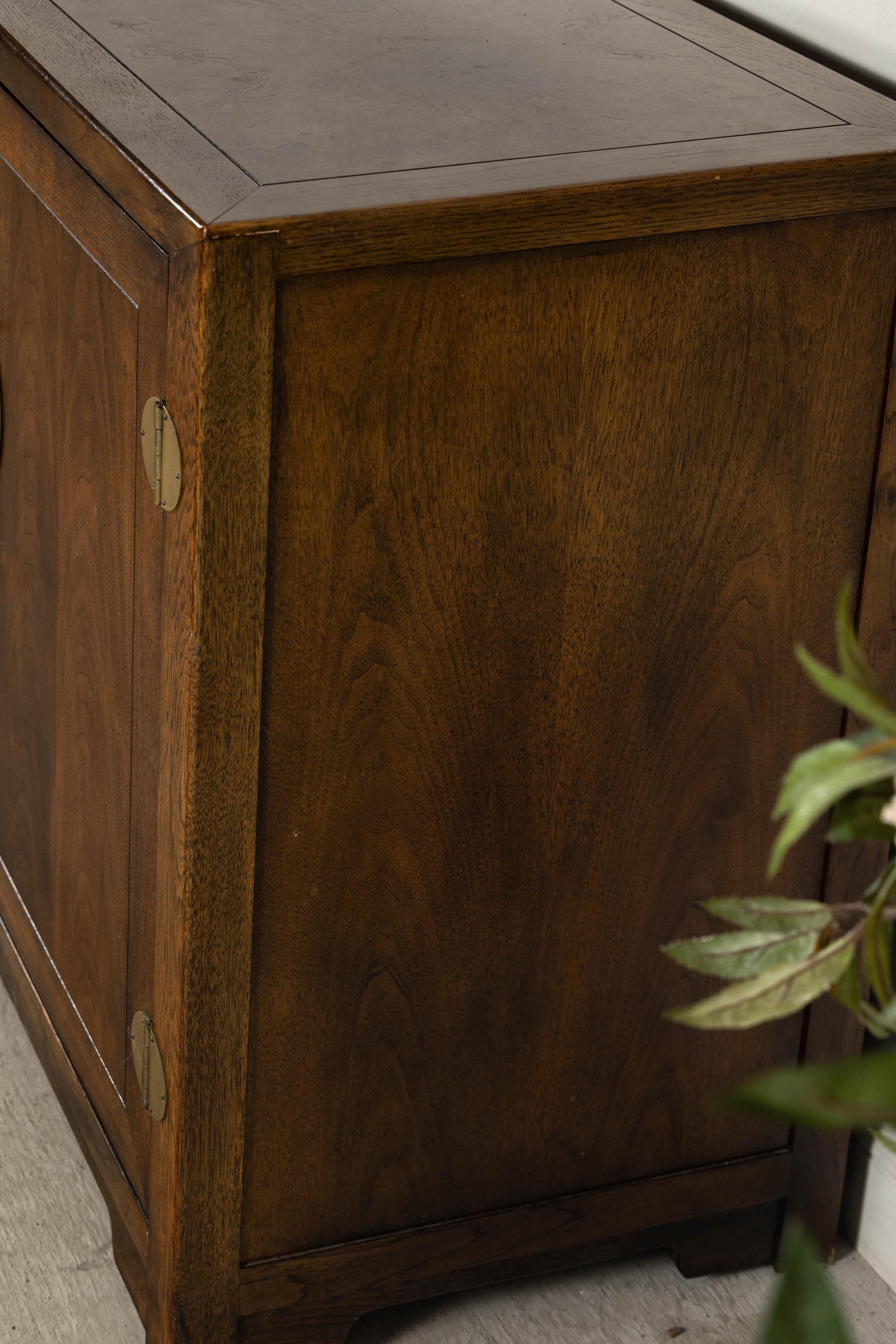 Baker Furniture Sideboard with Brass Hardware and Burl Wood Inlay