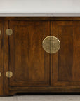 Baker Furniture Sideboard with Brass Hardware and Burl Wood Inlay