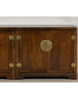 Baker Furniture Sideboard with Brass Hardware and Burl Wood Inlay
