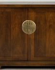Baker Furniture Sideboard with Brass Hardware and Burl Wood Inlay